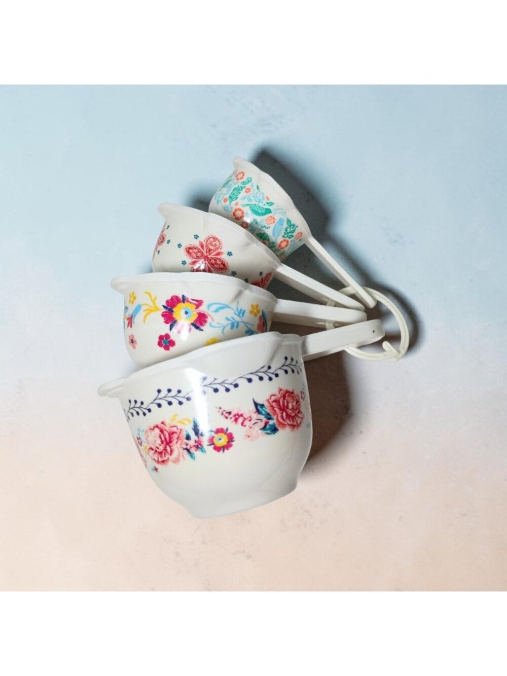 Pioneer Woman Floral Vine Melamine Measuring Cup Set Nesting Cottagecore Prairie